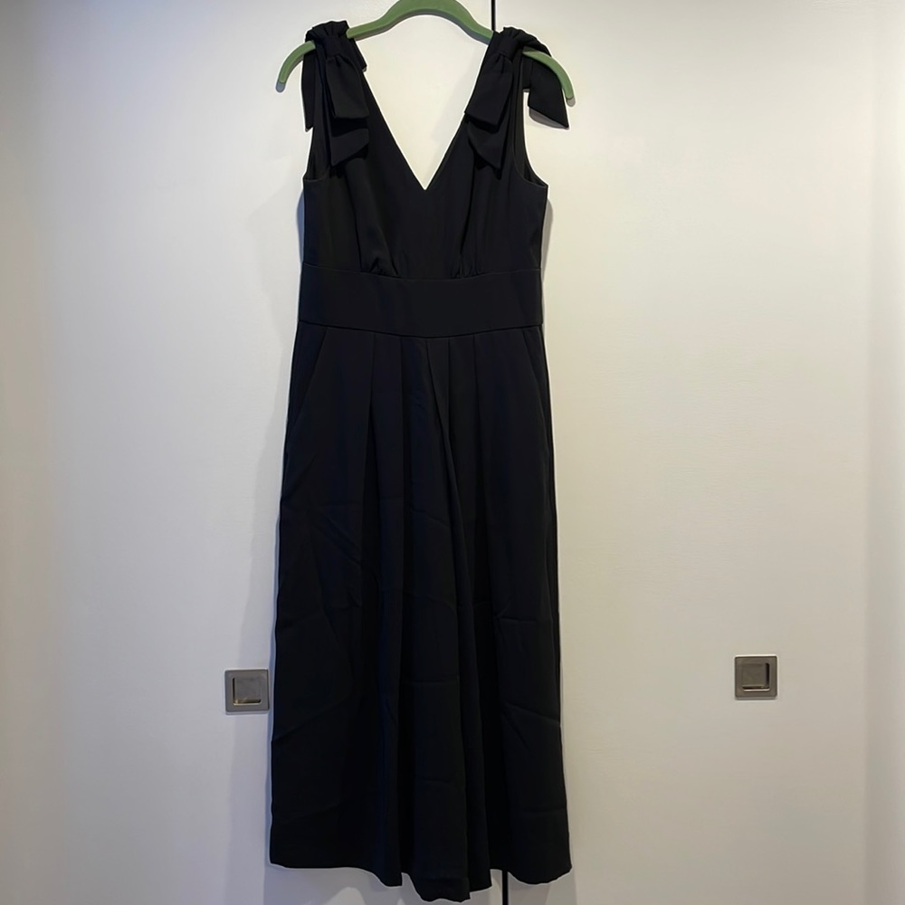 J. Crew Black V-Neck Tie-Shoulder Jumpsuit